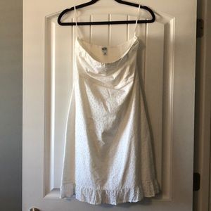 White eyelet strapless dress